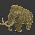 Woolly Mammoth Sculpture With Long Curved Tusks And Shaggy Fur On Dark Background