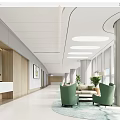 Spacious Hospital Outpatient Hall With Reception Desk Green Plants Natural Light And Minimalist Design