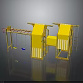 Colorful Kids Playground Structure With Yellow Slides Swing And Climbing Frame