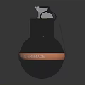 Black Hand Grenade Featuring Orange Band And GRENADE Marking On Dark Background
