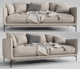 Modern Double Sofa Multi-Person Sofa Three-Person Sofa 3d model