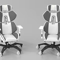 Modern Gray And White Office Chairs With Adjustable Backrest And Swivel Wheels