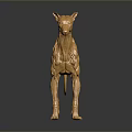 Golden Dog Sculpture With Shiny Metallic Surface And Artistic Standing Design
