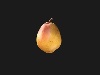 Fresh Ripe Yellow And Red Pear Isolated On Black Background 3d model
