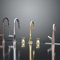 Modern Kitchen Furniture With Various Style Faucets In Gold Silver And Chrome