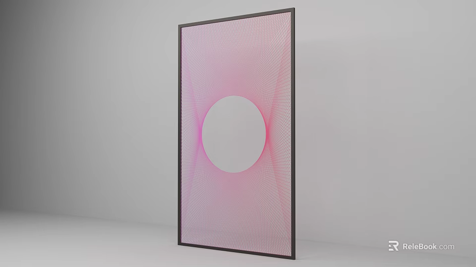 Abstract Framed Wall Art With Pink Background And White Circle Design 3d model 