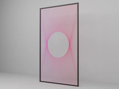 Abstract Framed Wall Art With Pink Background And White Circle Design 3d model
