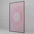 Abstract Framed Wall Art With Pink Background And White Circle Design 3d model