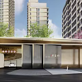 Garden Landscape Design for Modern High Rise Residential Entrance With Trees and Flowering Plants
