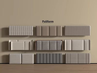 Poliform Bed Headboards in Neutral Tones with Various Modern Designs for Bedroom 3d model
