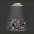 Cartoon Scene Bulb Shaped Container With Spiral Structure Small Cubes Mesh Cover Shiny Reflective Base