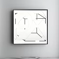 Modern Abstract Black and White Geometric Pattern Artwork Hanging on White Wall
