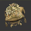 Elegant Decorative Box With Beige Surface And Floral Leaf Tassel Accents