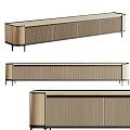 Modern Living Room TV Stand With Wooden Body And Vertical Striped Cabinet Doors