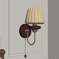Classic Wall Lamp With White Pleated Lampshade And Metal Base On Light Colored Wall