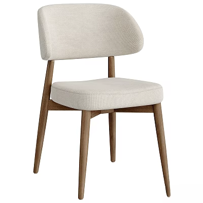 Modern Beige Fabric Stool With Comfortable Seat And Sturdy Wooden Legs 3d model