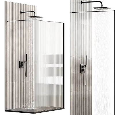 Modern Shower Head With Glass Enclosure And Sleek Tile Wall Design 3d model