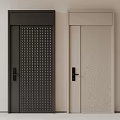 Modern Style Security Doors With Black And Beige Grid Pattern Design 3d model