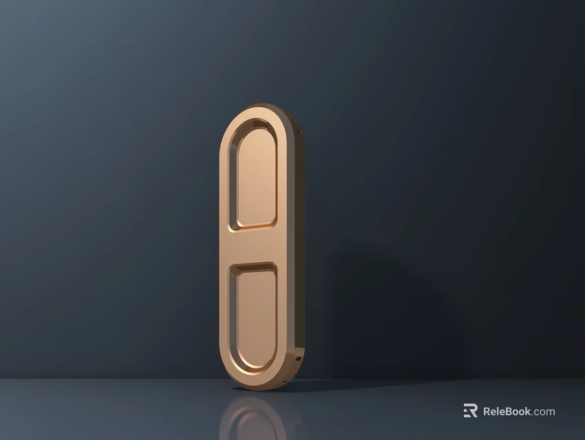 Golden Modern Door Handle With Dark Background And Clear Reflection On Smooth Surface 3d model 