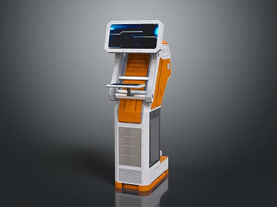 Smart Self Service Machine With Touchscreen Display And Orange White Design 3d model