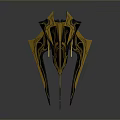 Futuristic Modern Sculpture Featuring Gold And Black Geometric Patterns With Sleek Lines