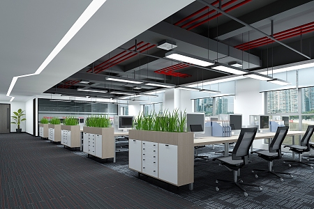 modern public office area company office staff office area 3d model