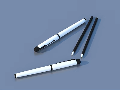 White And Black Writing Pens As Essential Daily Living Supplies For Office And Home Use 3d model