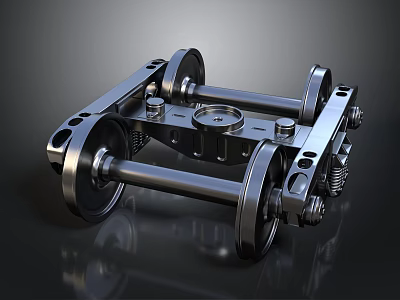 Industrial Mechanical Equipment With Metal Frame Rollers Axle And Structural Components 3d model