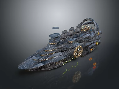 Futuristic Sci Fi Spaceship With Detailed Mechanical Structures And Glowing Accents 3d model