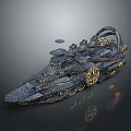Futuristic Sci Fi Spaceship With Detailed Mechanical Structures And Glowing Accents