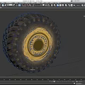 Heavy Duty Off Road Tire With Deep Tread And Yellow Metal Rim Design