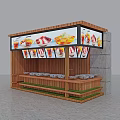 Mall Kiosk With Wooden Structure Large Screen Displaying Drinks And Seating Area
