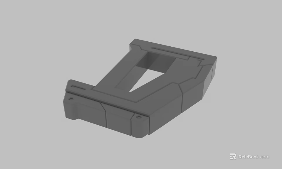 Gray Geometric Mechanical Component 3D Model With Structural Bracket And Base Design 3d model 