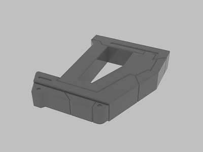 Gray Geometric Mechanical Component 3D Model With Structural Bracket And Base Design 3d model