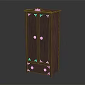 Classic Dark Wood Cabinet With Two Doors Drawer And Gold Accents Handles