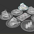 Modern Cake Cake Cut Pieces 3d model