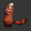 Adorable Red Cartoon Character With Big Ears Chubby Body Smiling And Waving