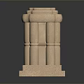 Ornate Stone Railing With Carved Pillars And Reflection In Scenic Landscape