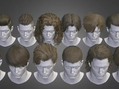 Men's Diverse Hairstyle Designs Featuring Different Haircuts And Styles On Male Head Models 3d model