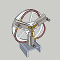 Mechanical Structure Featuring White Base Yellow Frame And Red Circular Rings 3d model