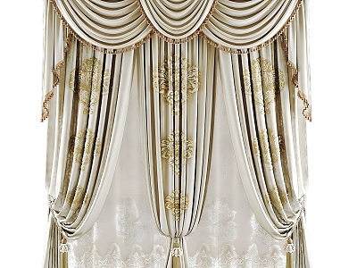 Modern European-style Curtain Modern Curtain European-style Home Furnishing Cloth Curtain Fabric Art 3d model