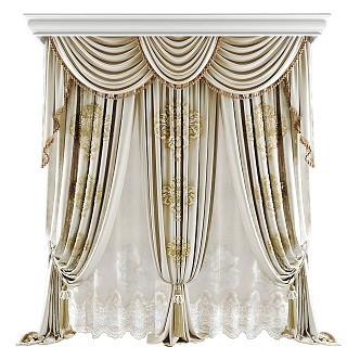 Modern European-style Curtain Modern Curtain European-style Home Furnishing Cloth Curtain Fabric Art 3d model