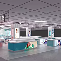 Modern Shopping Mall Store With Bright Lighting Open Layout And Branded Counters 3d model