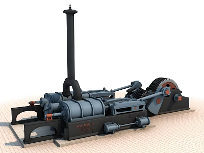 Vintage Industrial Equipment With Large Wheels Gears And Metal Mechanical Frame 3d model
