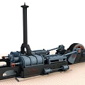 Vintage Industrial Equipment With Large Wheels Gears And Metal Mechanical Frame