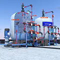 Industrial Equipment Featuring Large Storage Tanks Piping Systems And Mechanical Components