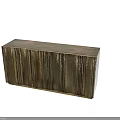 Modern Entryway Console Table and Side Cabinet with Vertical Stripes and Metallic Texture Finish