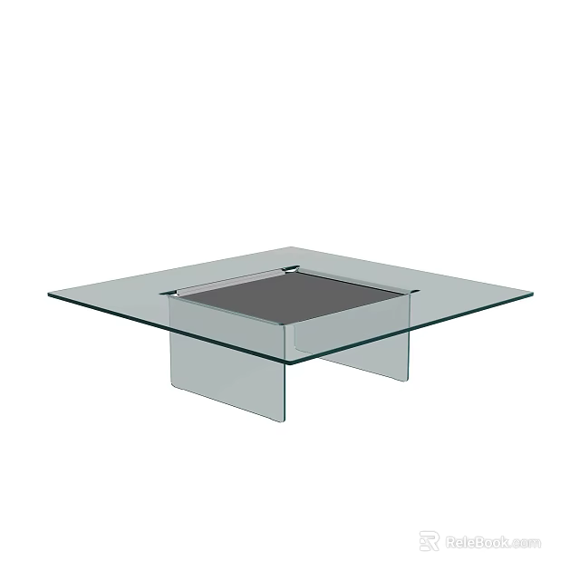 Square Glass Coffee Table With Transparent Base And Dark Center Panel 3d model