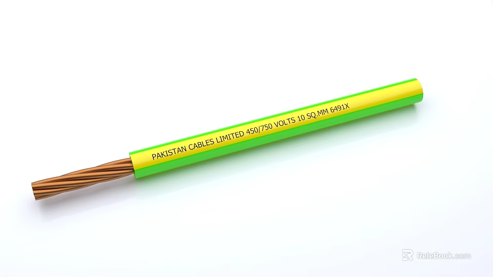 Green Cable from Pakistan Cables Limited with Copper Wires and Insulation 3d model 