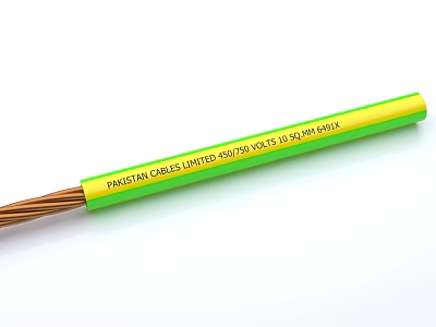 Green Cable from Pakistan Cables Limited with Copper Wires and Insulation 3d model